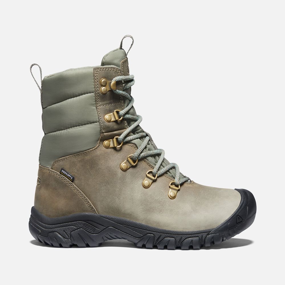 Bottes de Randonnée Keen Femme Vert Olive | Greta Waterproof | SQBPV-8347